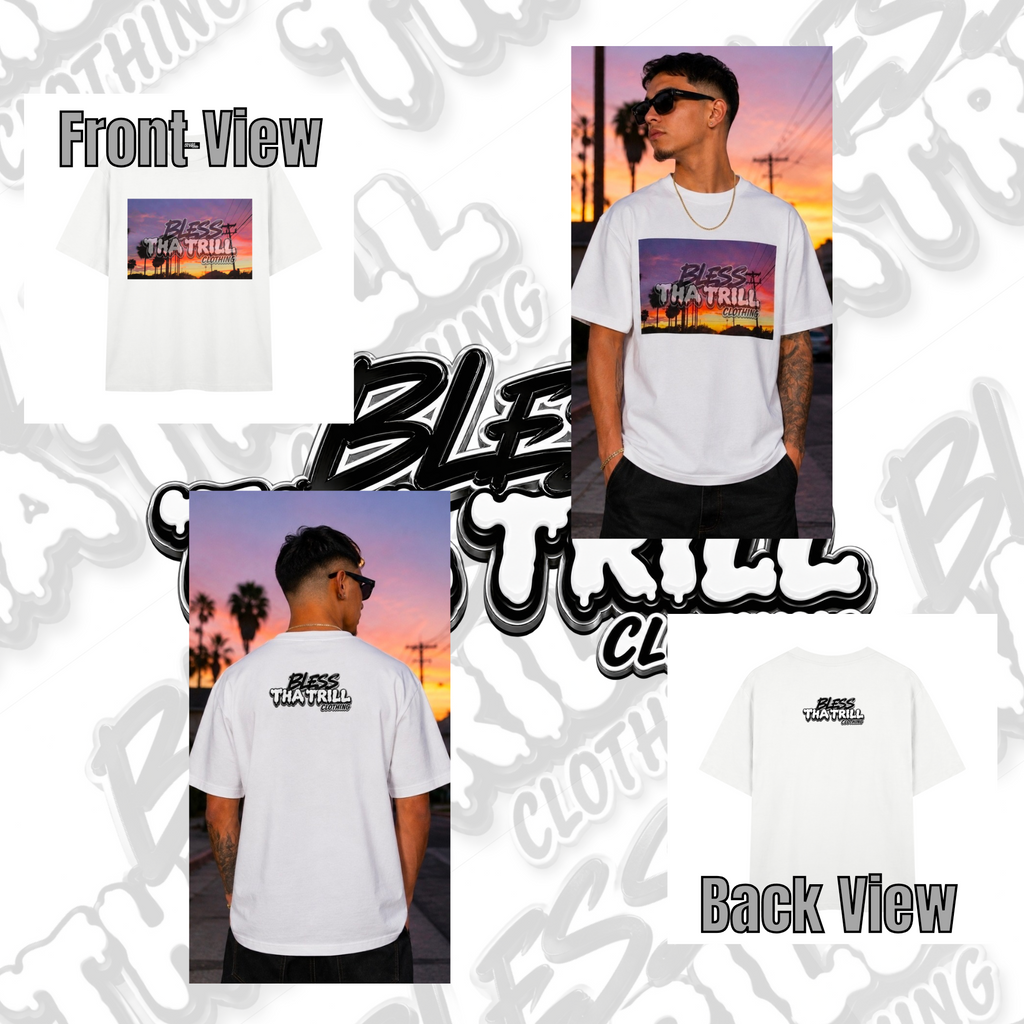 "Evening Sky" (BlessThaTrill) Graphic Black or White T-Shirt