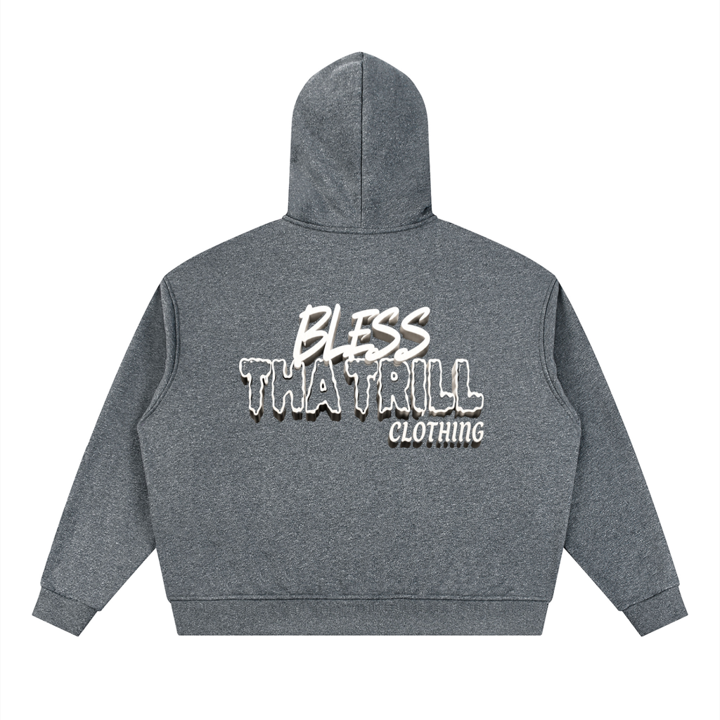 Bless Tha Trill Graphic Black or Gray Sparkle Full Zip Hoodie