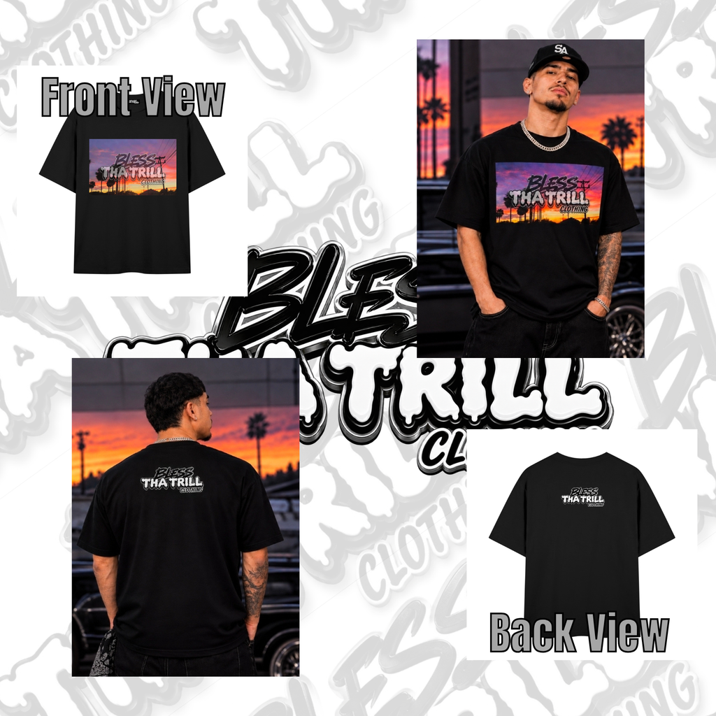 "Evening Sky" (BlessThaTrill) Graphic Black or White T-Shirt