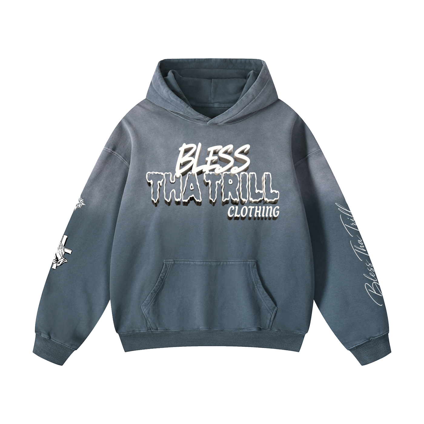 Bless Tha Trill Graphic Multi Color Choice Heavyweight Sunfaded Hoodie
