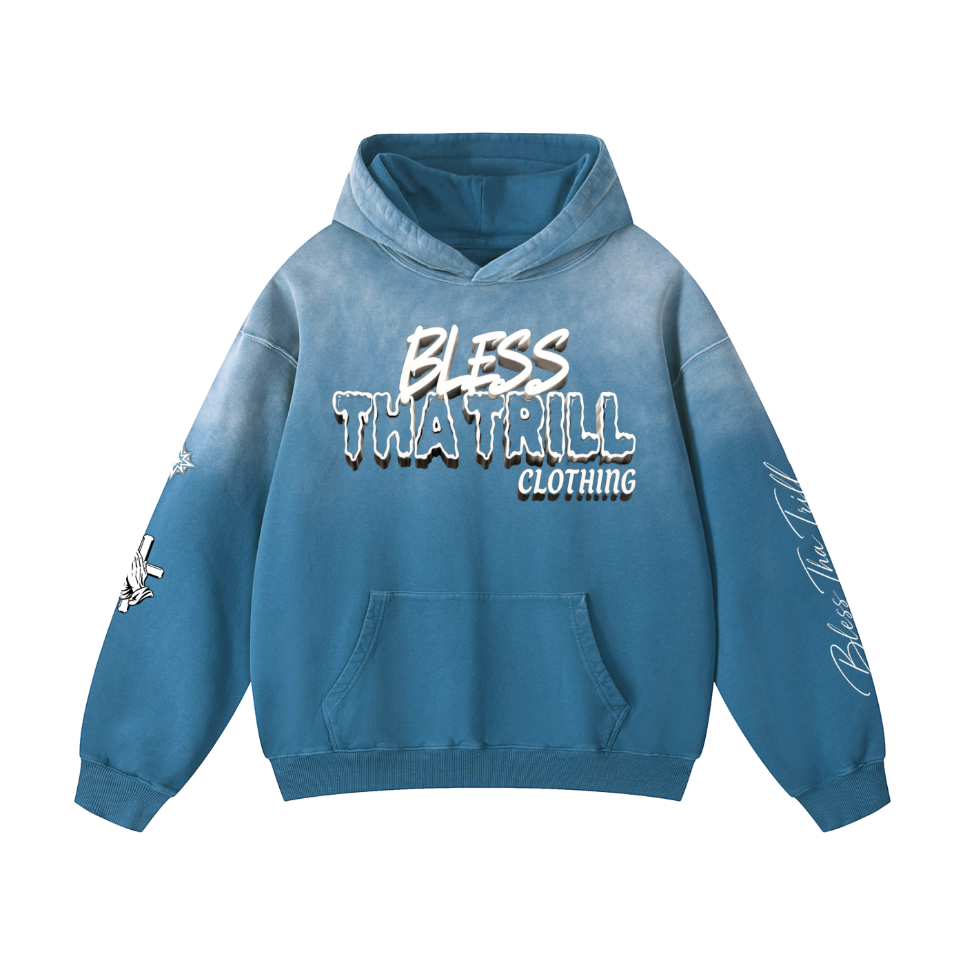 Bless Tha Trill Graphic Multi Color Choice Heavyweight Sunfaded Hoodie