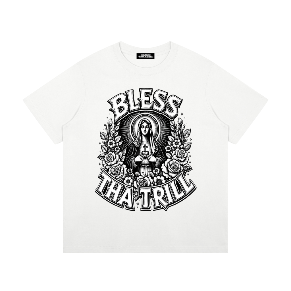 "Virgin Mary" (BlessThaTrill) Graphic Black or White T-Shirt